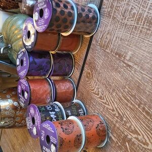 12 New Rolls of Wire-Edge Halloween Ribbon 9 foot each roll total 108 feet